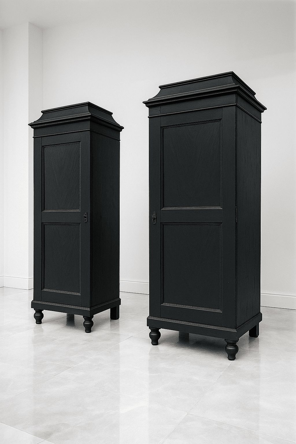 Pair Of Antique Wooden Swedish Storage Linen Cupboards photo furniture