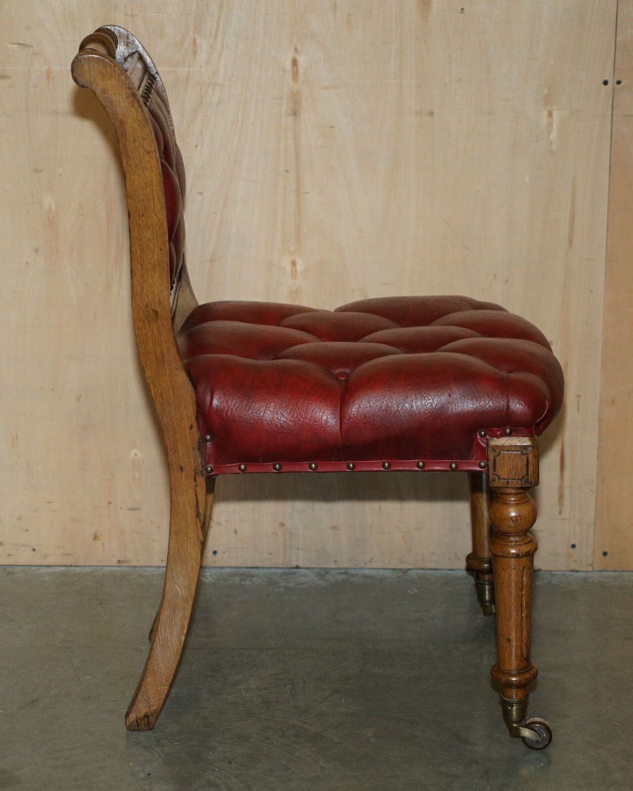 photo vintage Five Antique Holland & Son's Attributed Dining Chairs With English Oak Frames 5