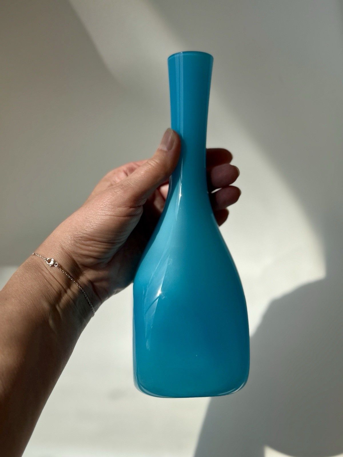 photo vinterior 2 Turquoise Cased Glass Vases By Ekenas Glasbruk Sweden Scandinavian Vintage