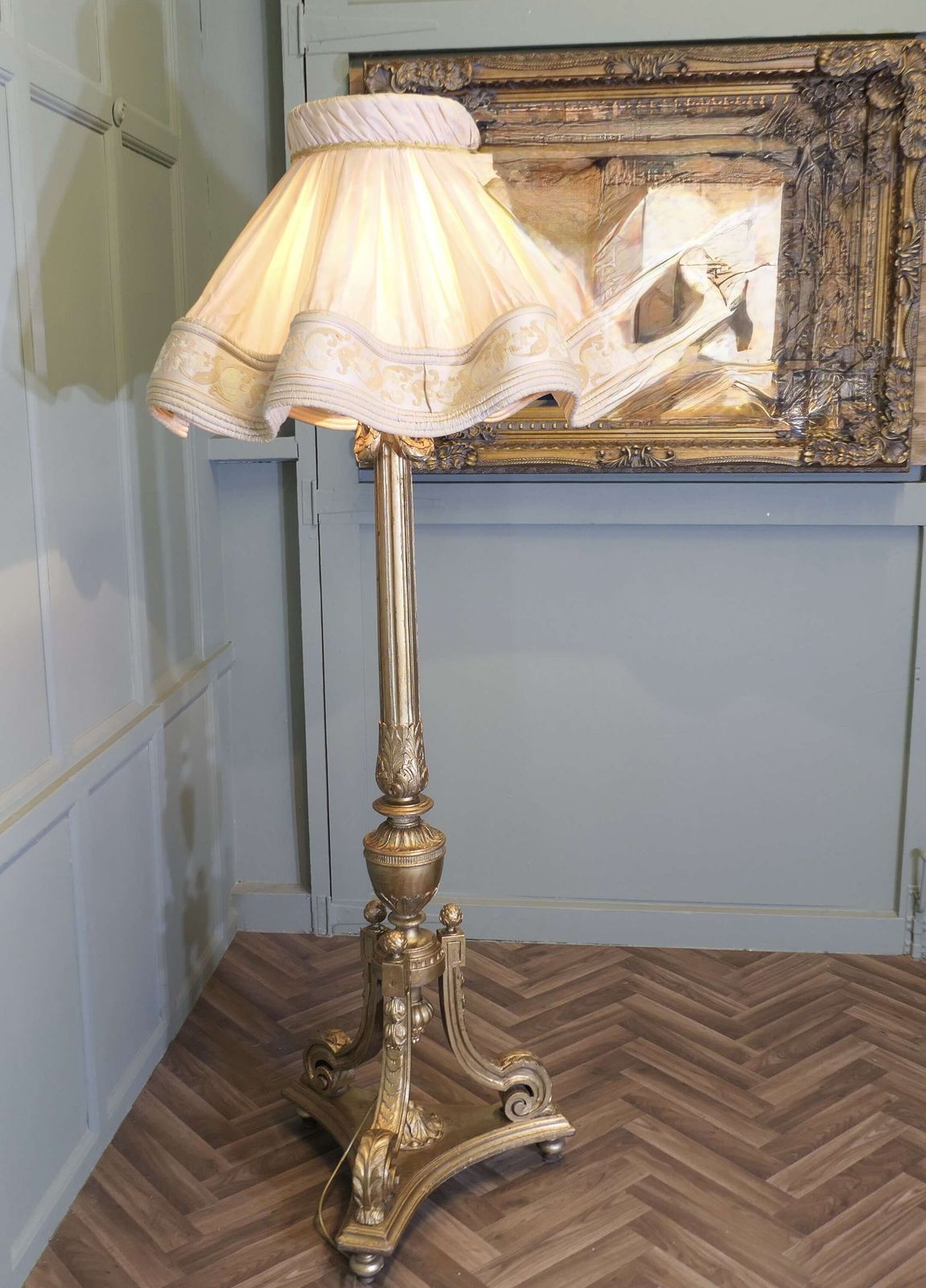 Carved French Boudoir Floor Lamp photo vinterior