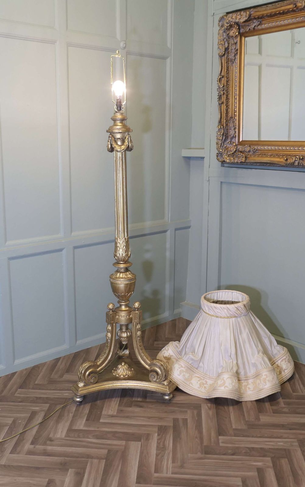 Carved French Boudoir Floor Lamp photo vintage