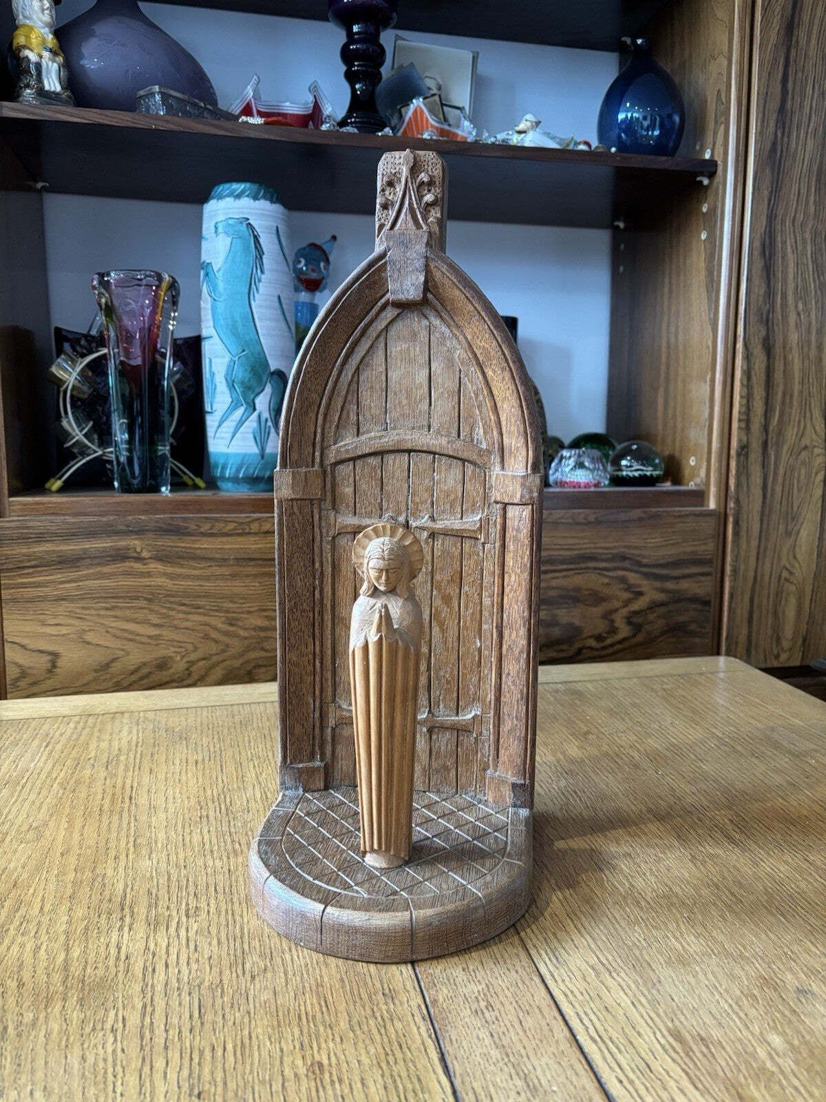 Mid Century Carved Oak Table Lamp Base