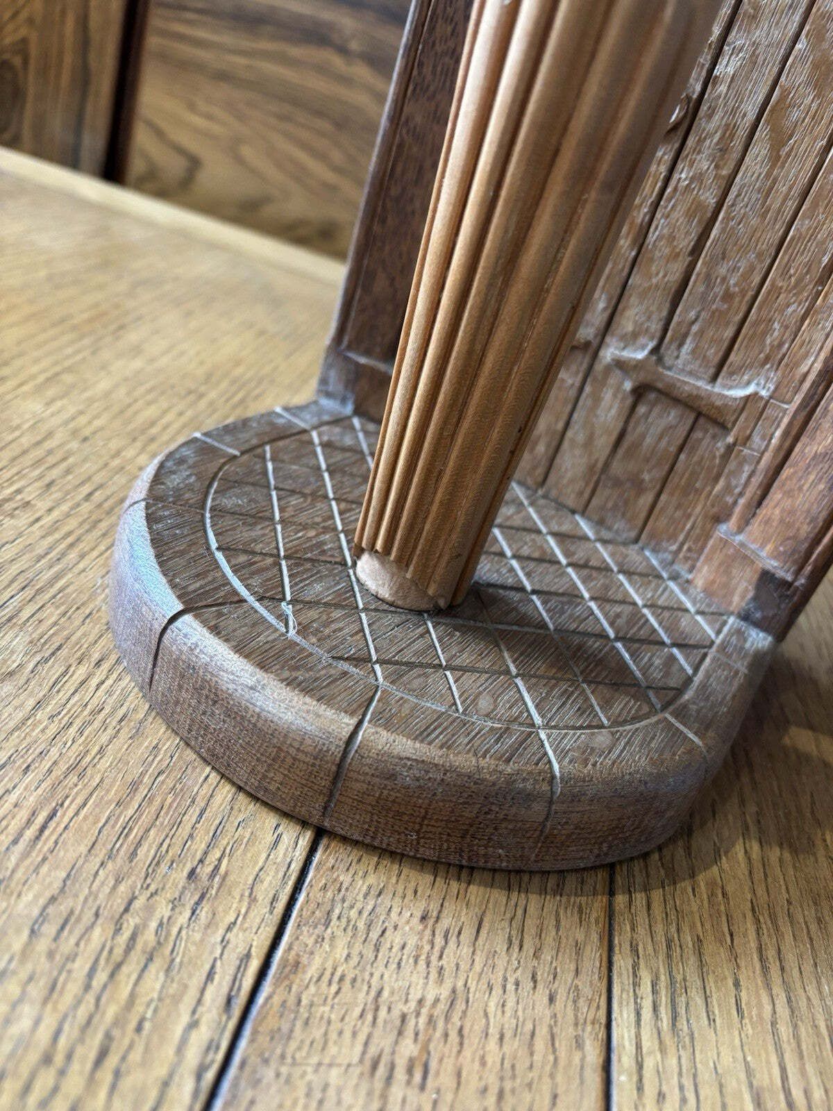 Mid Century Carved Oak Table Lamp Base photo buy