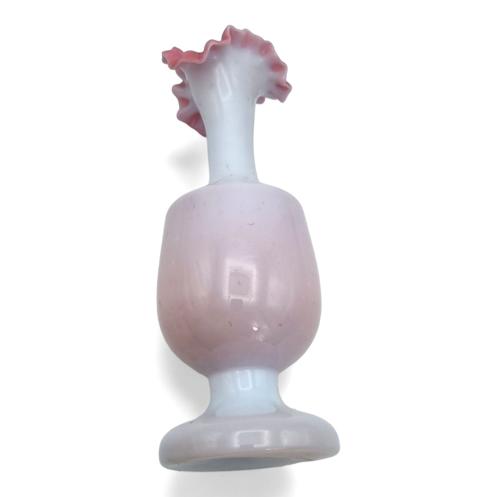 Victorian Vase Jack In The Pulpit Opaline Pink Milk Glass Ruffle Bud Vase photo buy