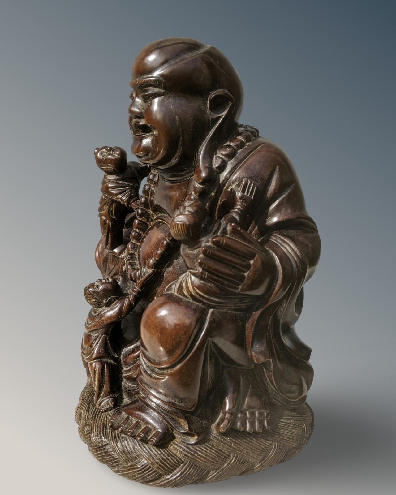 photo for sale Large Antique Chinese Carved Hardwood Buddha
