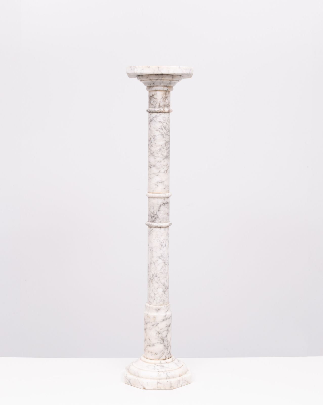 An Antique Italian Ring Turned Alabaster Pedestal 19th Century