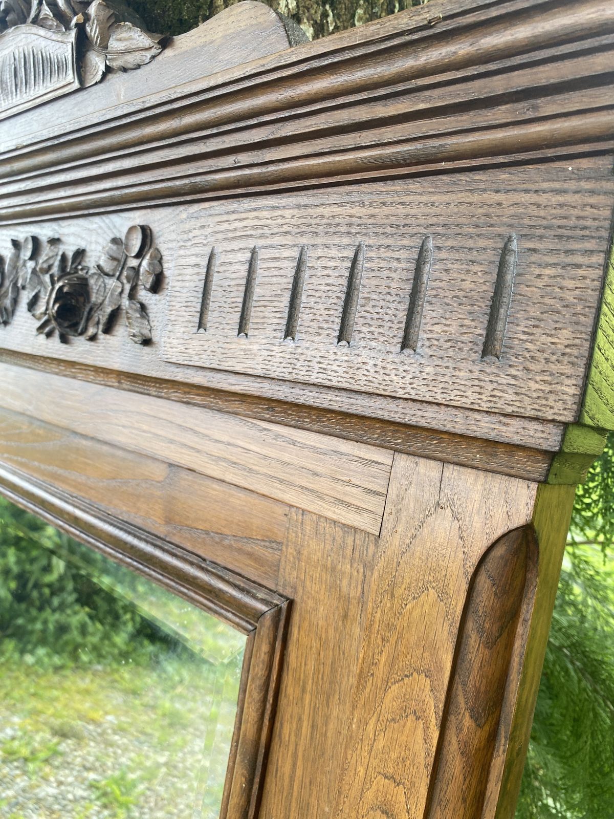 photo furniture Large Bevelled Mirror In Carved Wood   Neo Renaissance Style, 19th Century