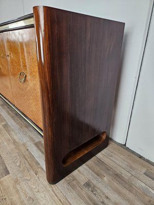 Furniture Art Deco Sideboard In Mahogany And Maple With Black Glass And Brass Finishes By Osvaldo Borsani For La Permanente Mobili Cantù, 1950 photo