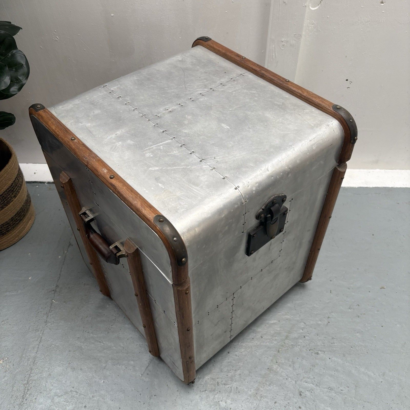 photo furniture Industrial Aluminium Aviator Style Side Table Storage Box