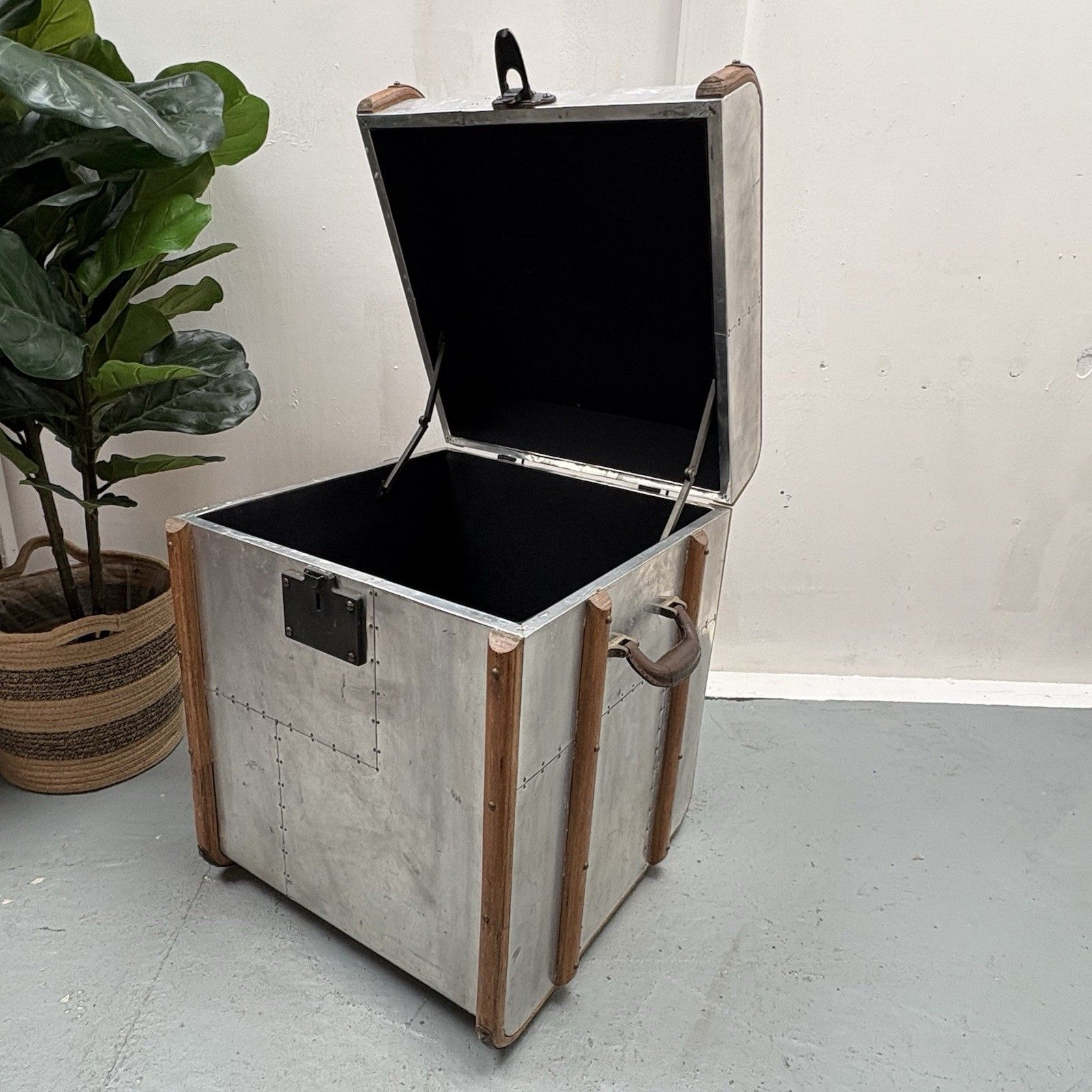 Furniture Industrial Aluminium Aviator Style Side Table Storage Box photo