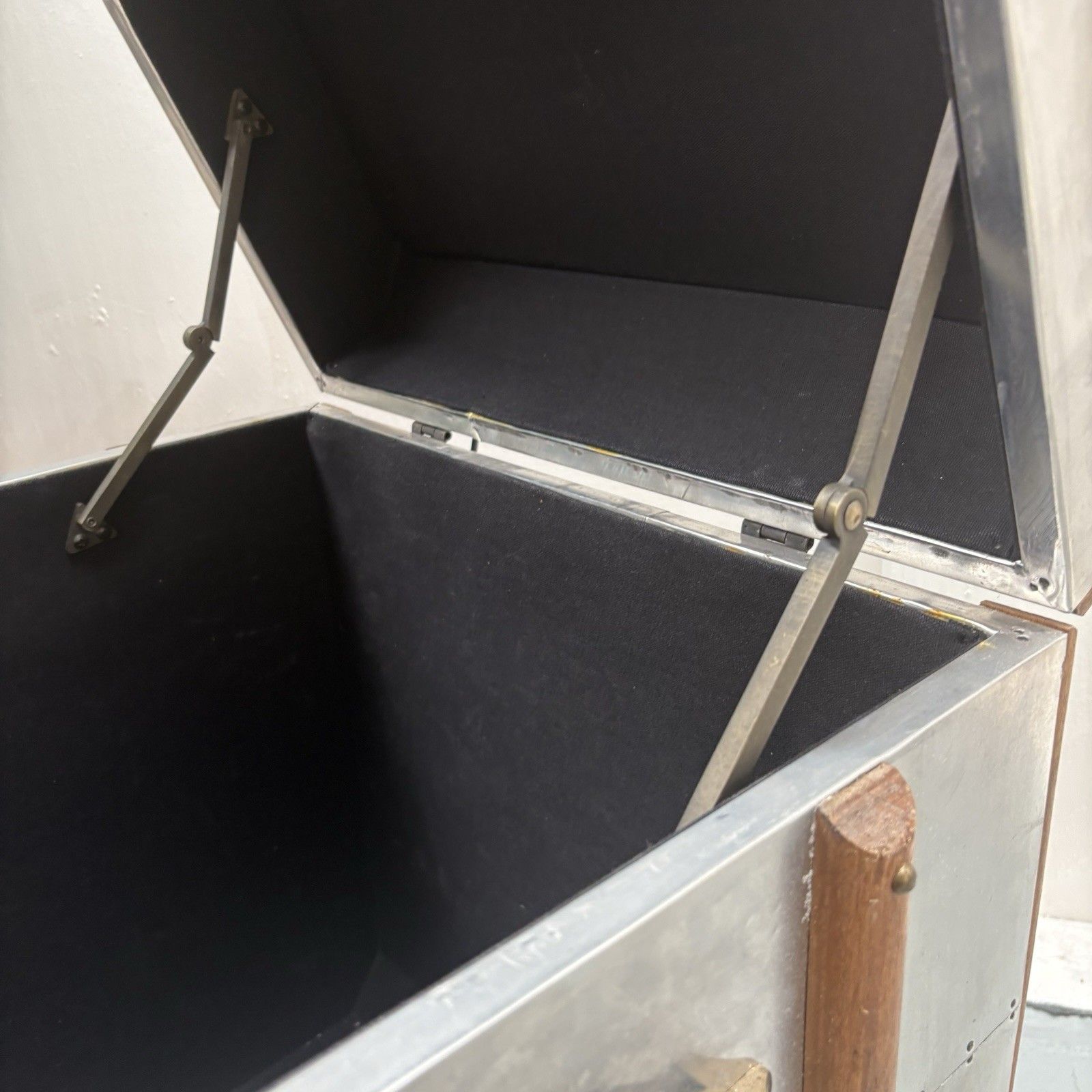 395.0 Industrial Aluminium Aviator Style Side Table Storage Box photo