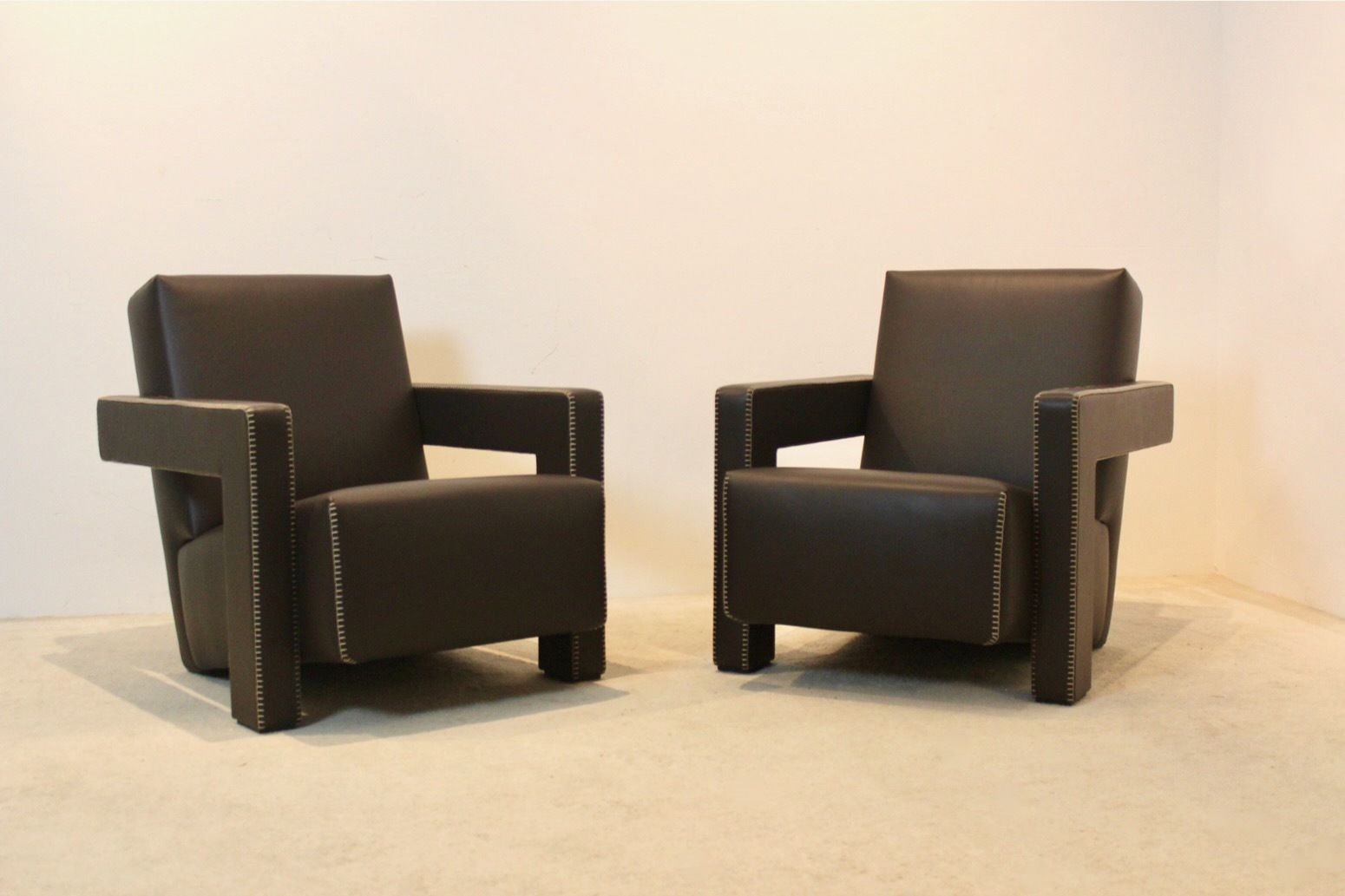 Gerrit Rietveld For Cassina – Pair Of Iconic ‘Utrecht’ Chairs In Leather