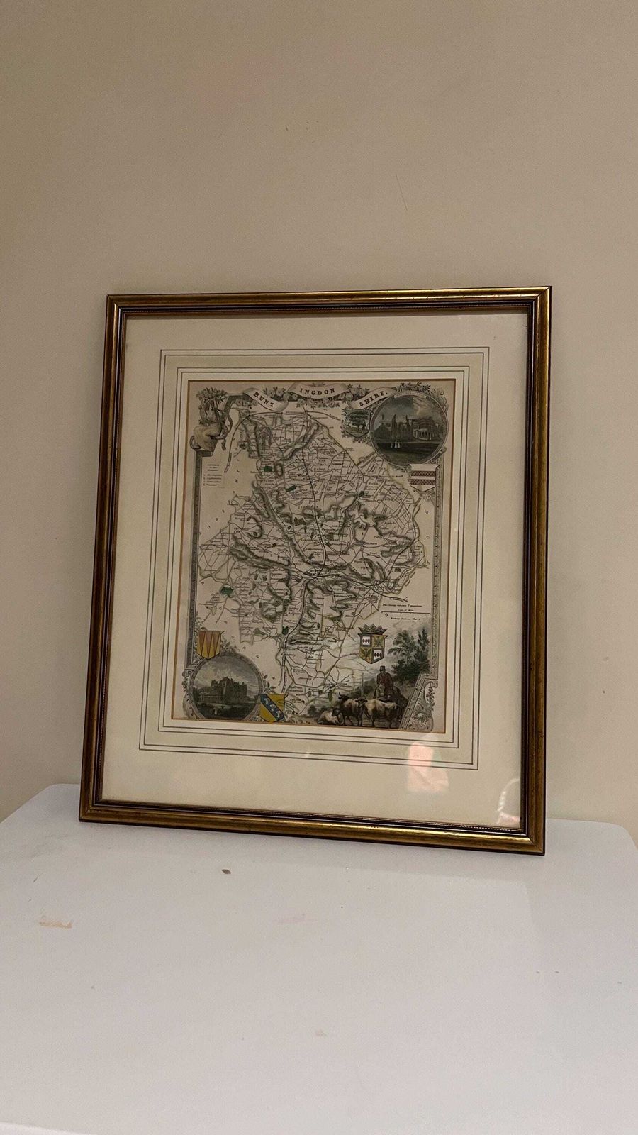 photo for sale Framed 19th Century Map Of Huntingdonshire By Thomas Moule – Decorative Antique County Map