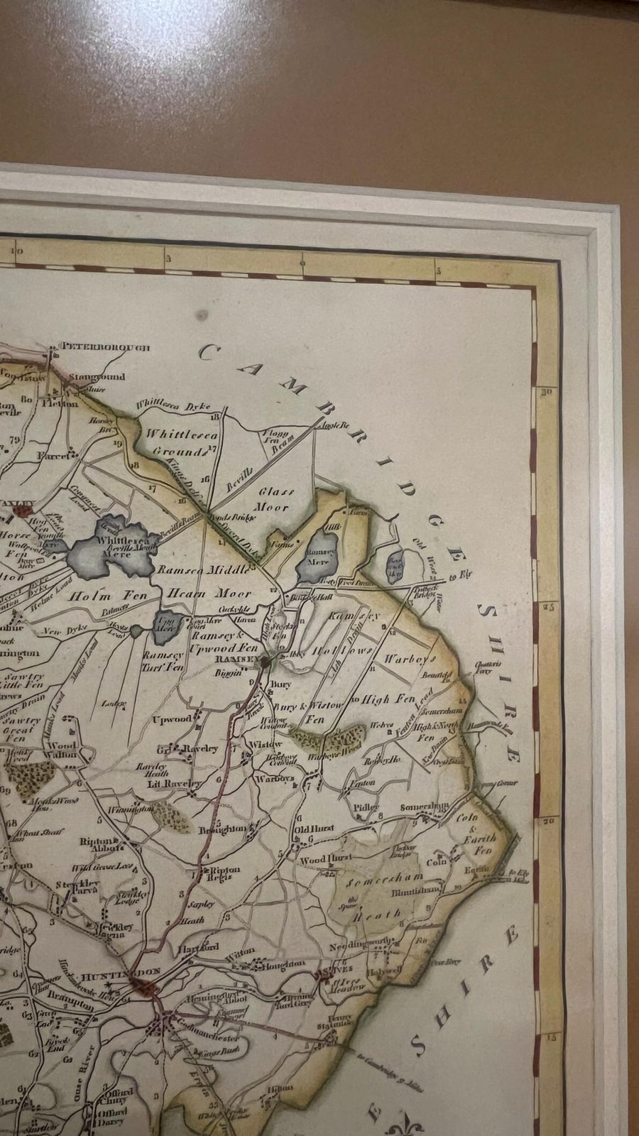 Framed 18th Century Map Of Huntingdonshire By John Cary, C.1787 – Antique English County Map photo buy