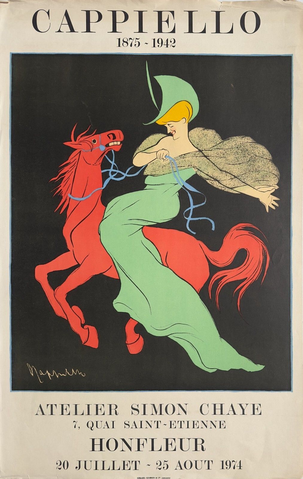 Cappiello Poster Poster Lithograph Expo Honfleur 1974 Atelier Simon Chaye