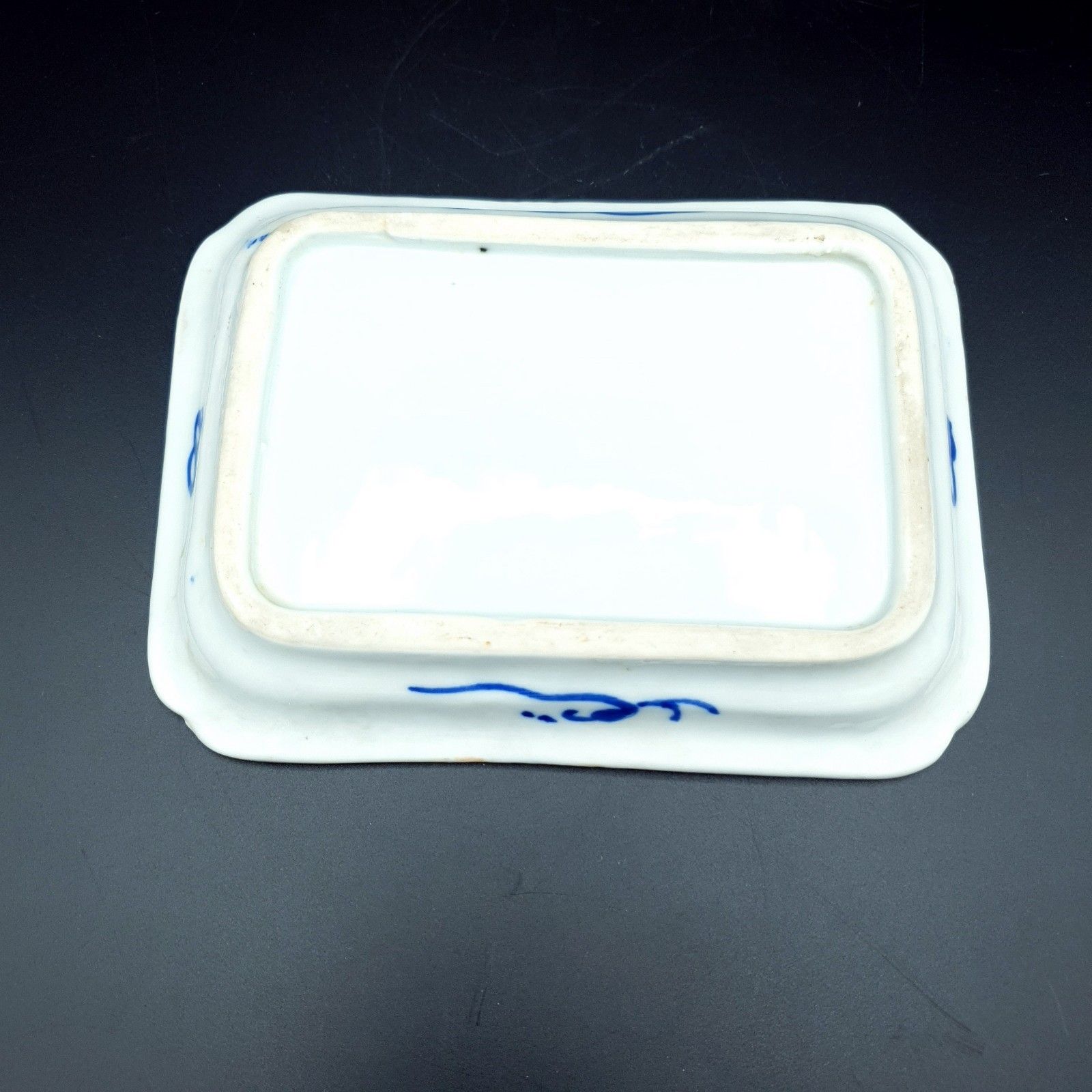 photo buy Japanese Shallow Dishes Imari Style Blue & White Handpainted Motif Crane L6.25"