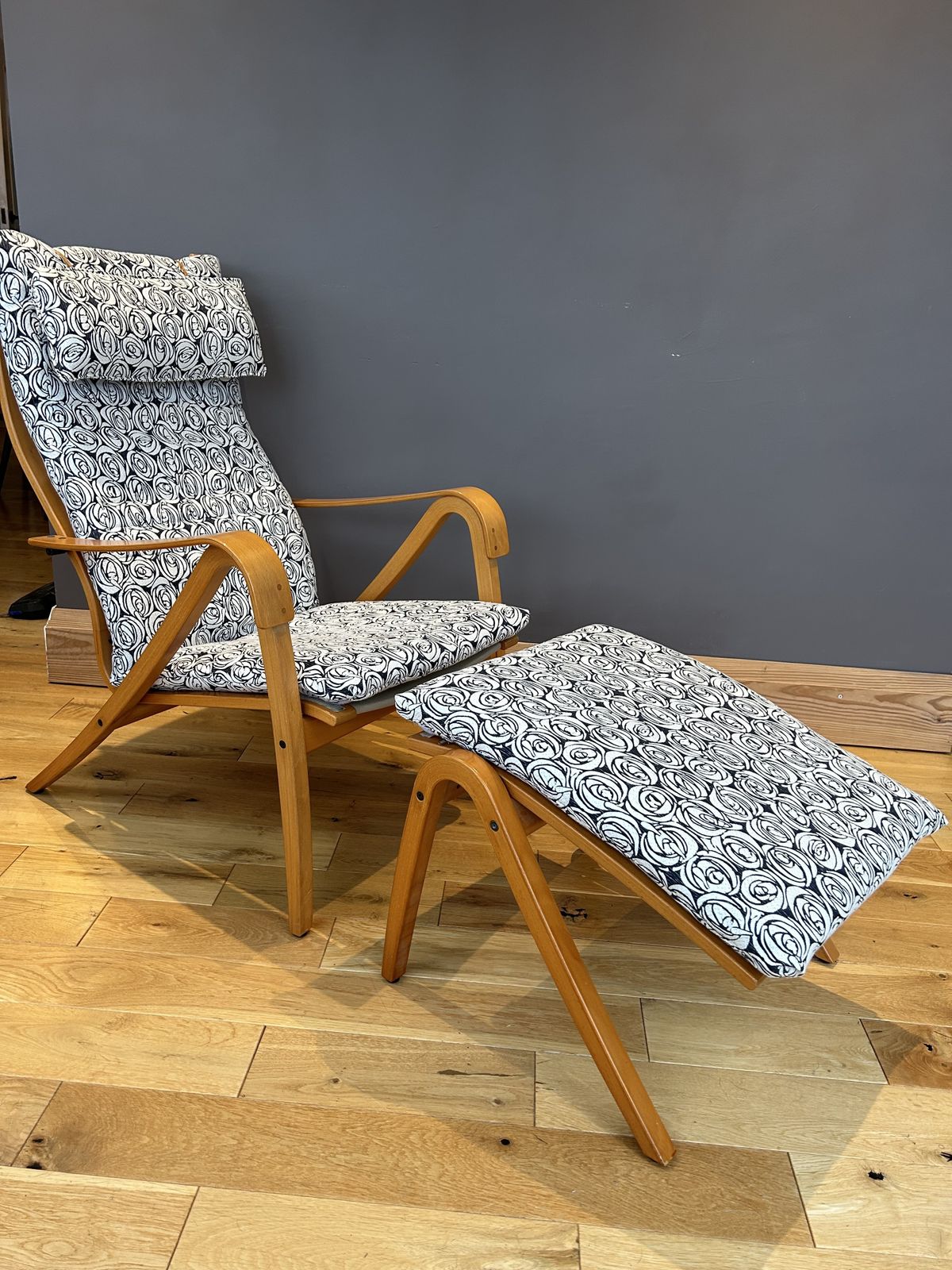 photo furniture Simo Heikkilä For Ikea Lounge Chair And Footstool, Early 1990s | Newly Reupholstered Scandinavian Modern Design