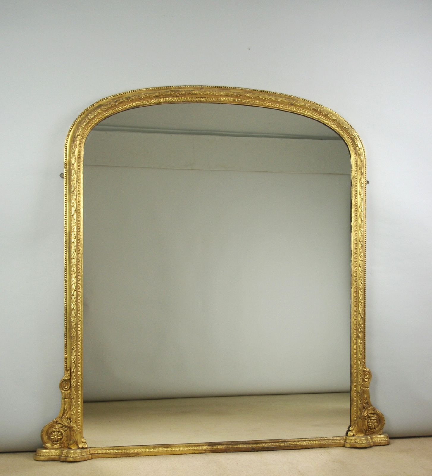 Victorian Gilt Large Arch Top Overmantle Mirror