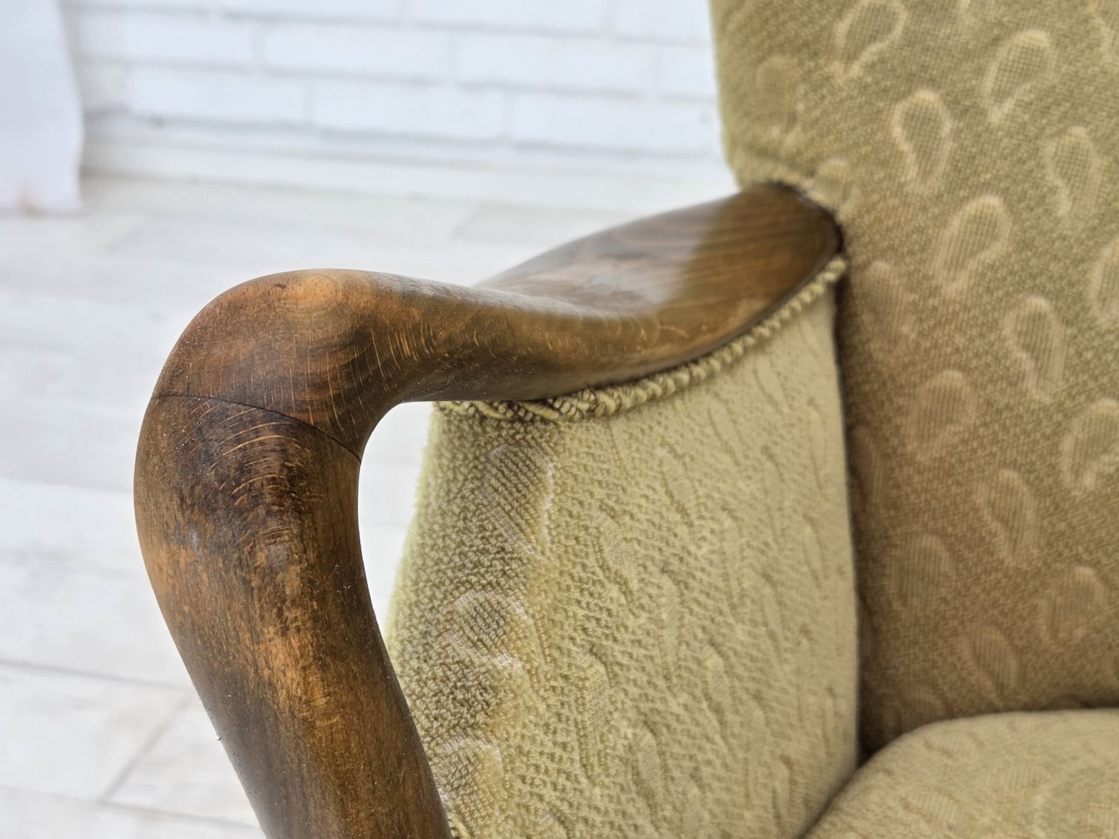1960s, Danish Armchair By Slagelse Møbelværk, Model 157, Velour. photo for sale