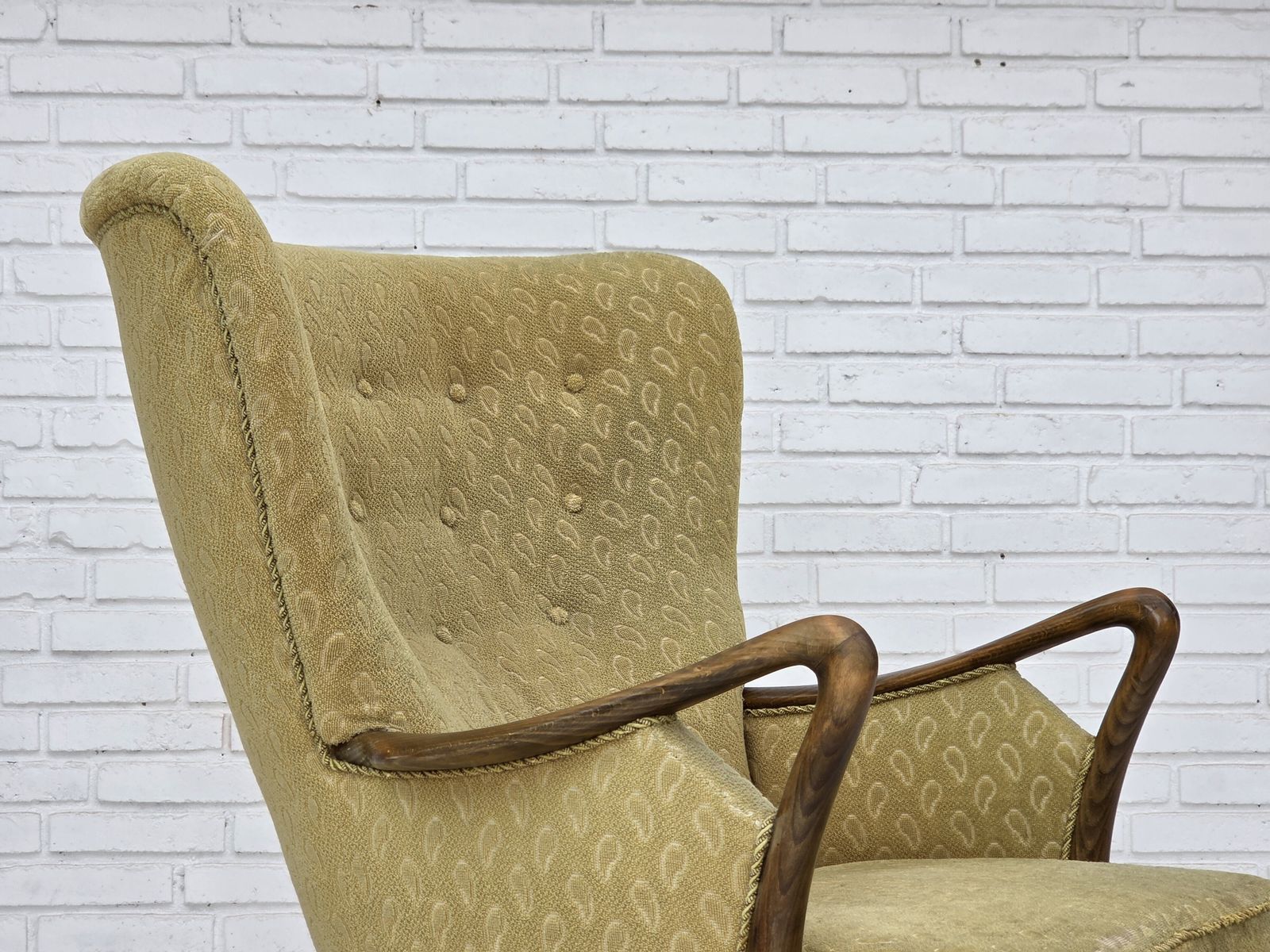 1960s, Danish Armchair By Slagelse Møbelværk, Model 157, Velour. photo vintage