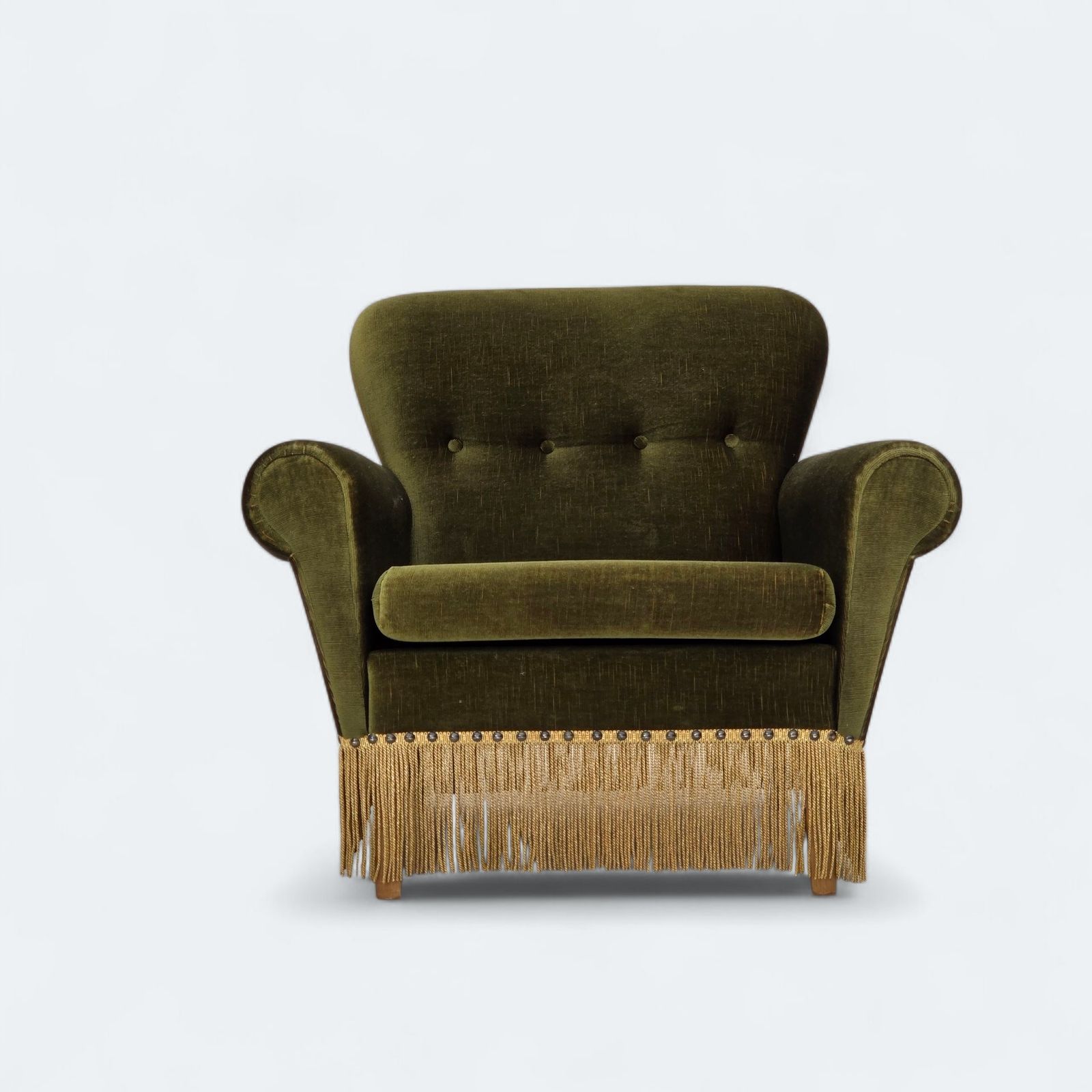 1970s, Danish Lounge Chair, Low, Furniture Velour, Ash Wood Legs.