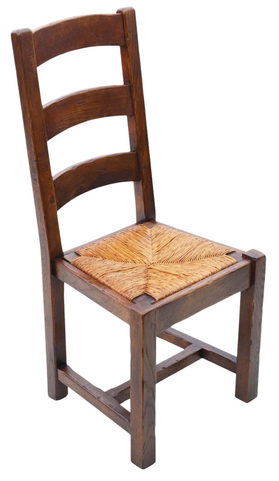 Antique Vintage Set Of 8 Oak Dining Chairs C.1930 – 6 Side Chairs + 2 Armchairs, Heavy Solid Kitchen Seating photo Furniture