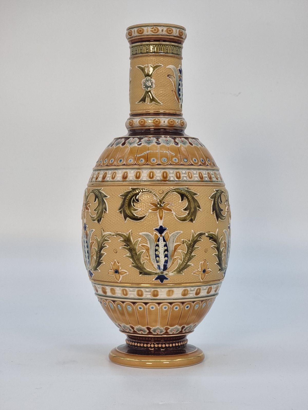 A Pair Of Late 19th Century German Pottery Vases, Made By The Mettlach Factory, Circa 1890 photo buy