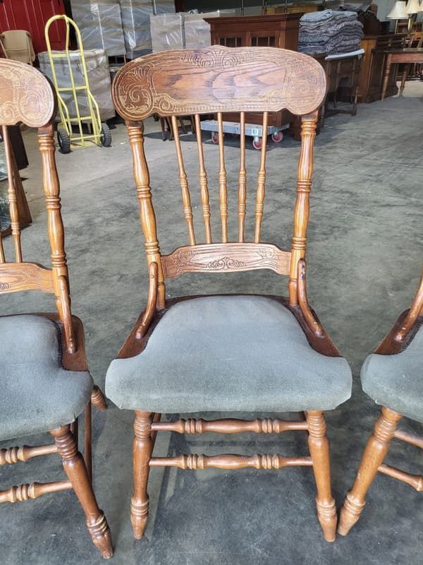 20thc 4 Continental High Back Carved Kitchen Country Dining Chairs Fabric Seats photo furniture