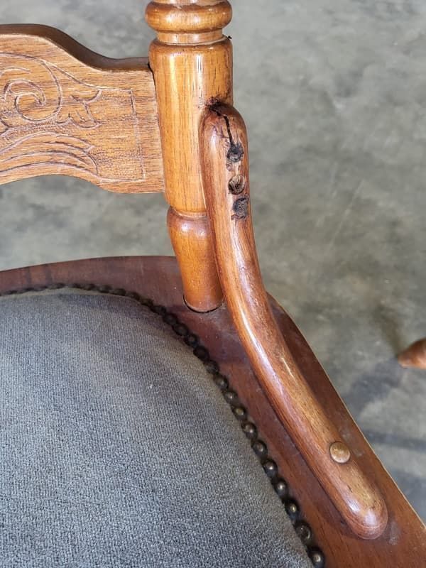 20thc 4 Continental High Back Carved Kitchen Country Dining Chairs Fabric Seats photo buy