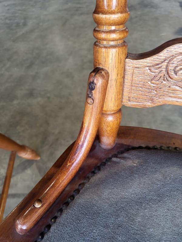 20thc 4 Continental High Back Carved Kitchen Country Dining Chairs Fabric Seats photo vintage