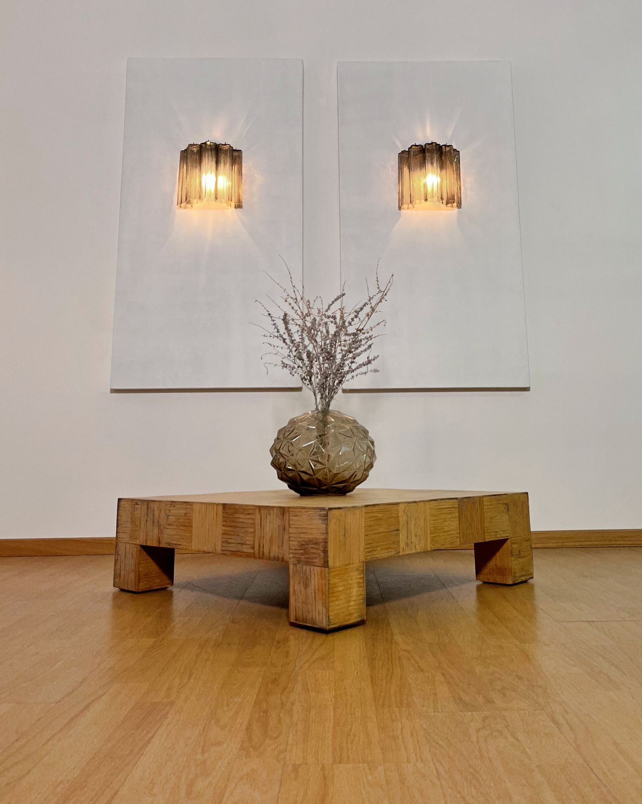 Fantastic Pair Of Murano Glass Tube Wall Sconces   5 Smoked Glass Tube photo Lighting