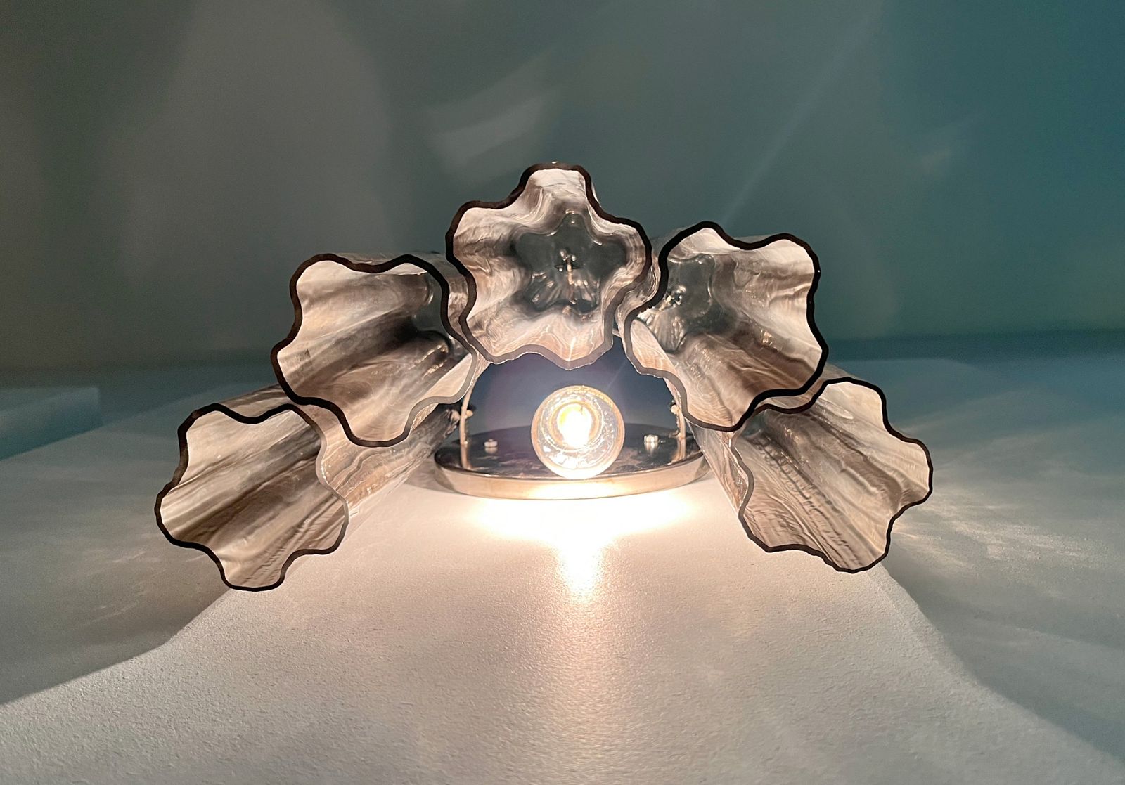 Fantastic Pair Of Murano Glass Tube Wall Sconces   5 Smoked Glass Tube photo 391.0
