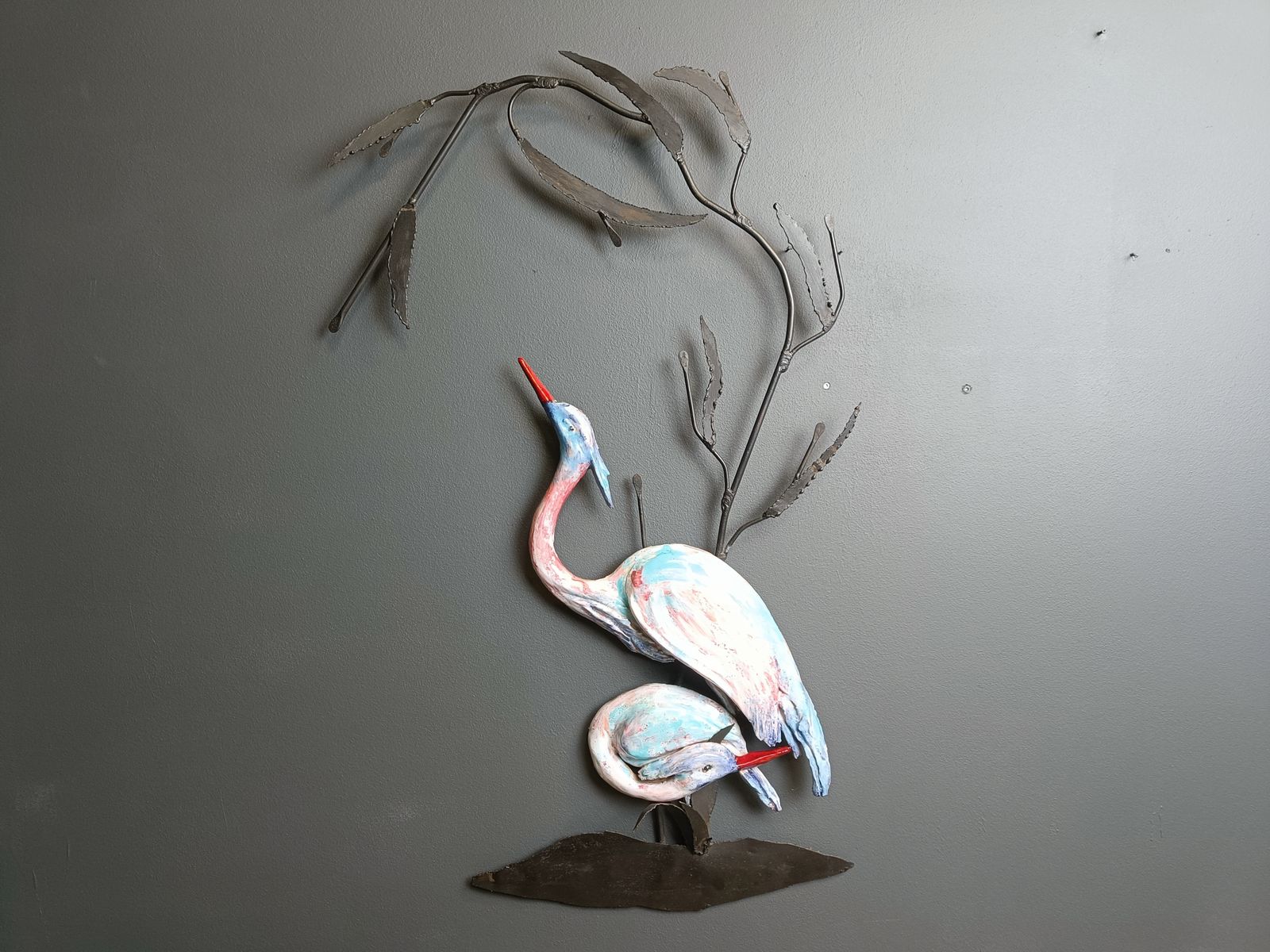 Large Ceramic Héron Or Crane Bird Wall Sculpture, 1970s photo buy