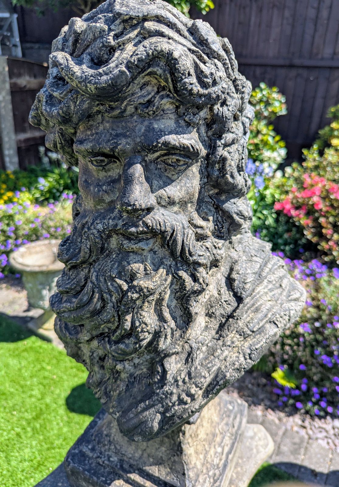 Zeus Greek Sky Thunder God, Garden Ornament English Stone ,Delivery Available Via Our Sister Specialist Courier Company 0230.