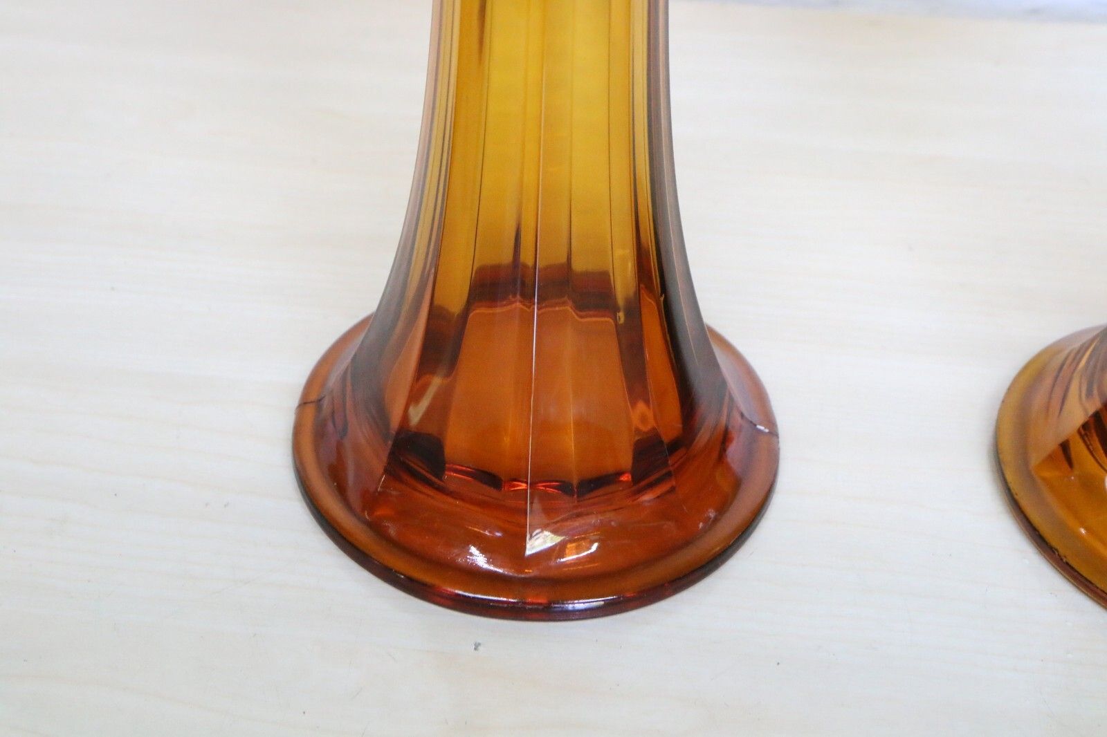 Pair Vases Vintage Italian Moulded Glass Vases Large Striking And Unusual photo buy