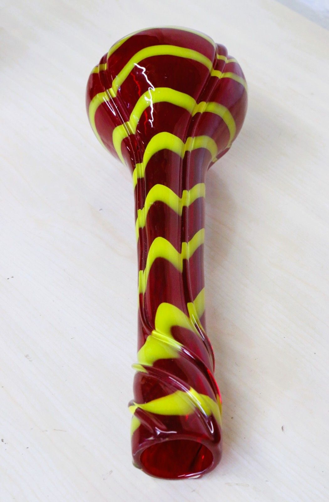 Murano Large Vase Vintage Italian Very Striking Approx. 1960's Red And Yellow photo vintage