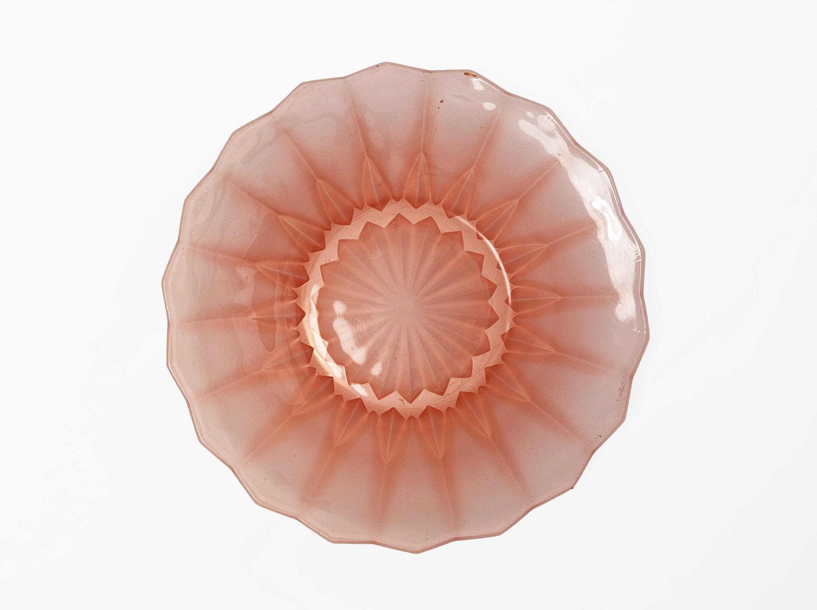 Pink Glass Art Deco Plates Pair Vintage Glassware Kitchenware Tableware 1930s Home Decor photo Home Decor