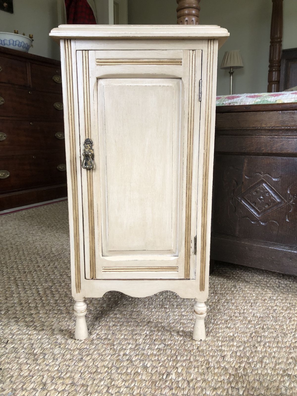 Antique Bedside Cabinet Hand Painted In F&B Archive Stone No. 227 photo for sale