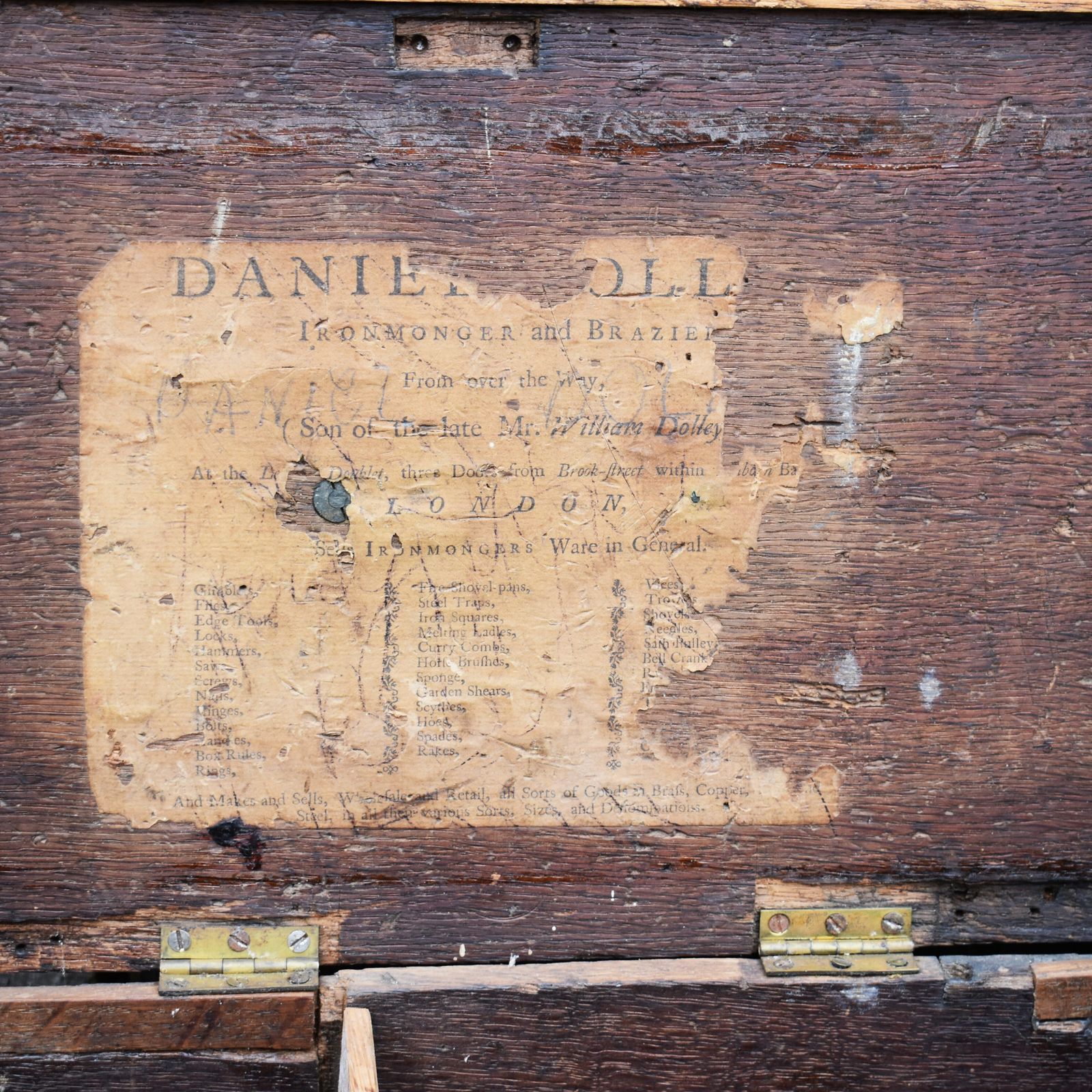 Antique 18th Century Daniel Dolley Ironmongers Drapers Oak Candle Box Case photo vinterior