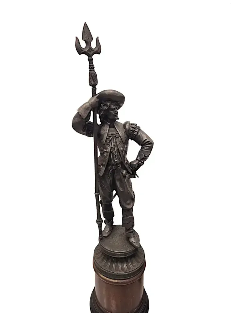 A Rare Pair Of 19th Century Spelter Figural Cavalier Sculptures photo furniture