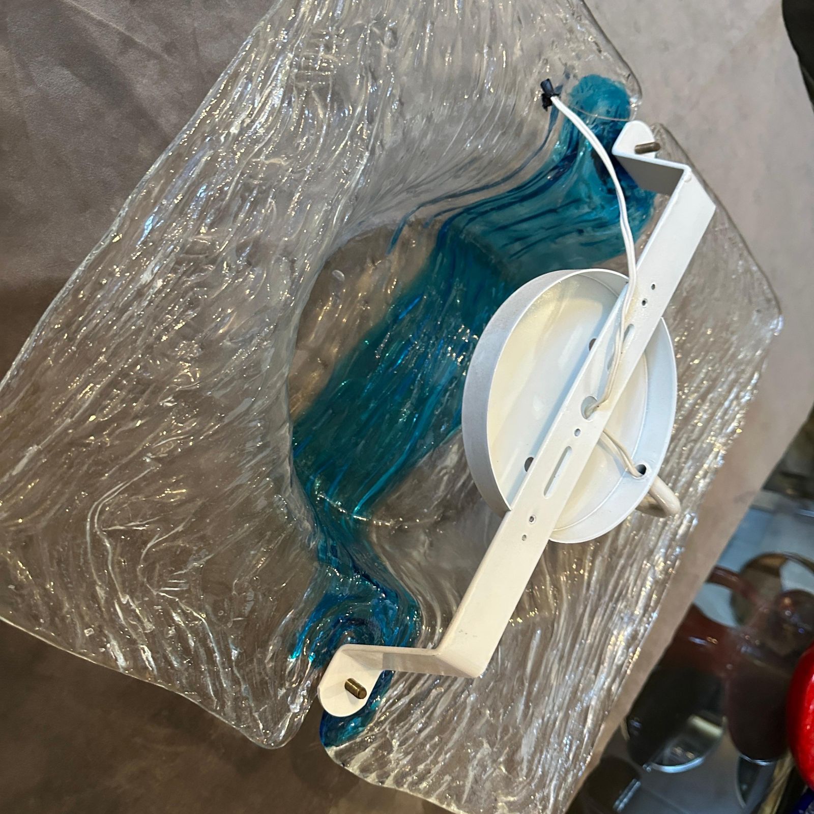 1970s Toni Zuccheri For Venini Corteccia Murano Glass Huge Space Age Wall Sconce photo 1297.0