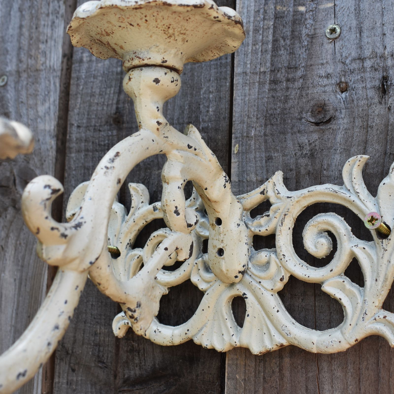 Antique Style Cast Iron White Painted Candle Holder Candlestick Garden Sconce photo buy