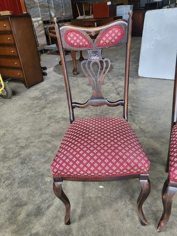 4 Antique Art Nouveau High Back Dining Chairs Curved Legs photo vinterior