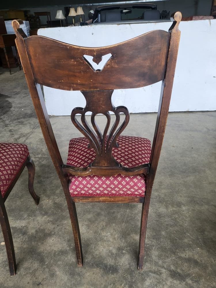 4 Antique Art Nouveau High Back Dining Chairs Curved Legs photo vintage