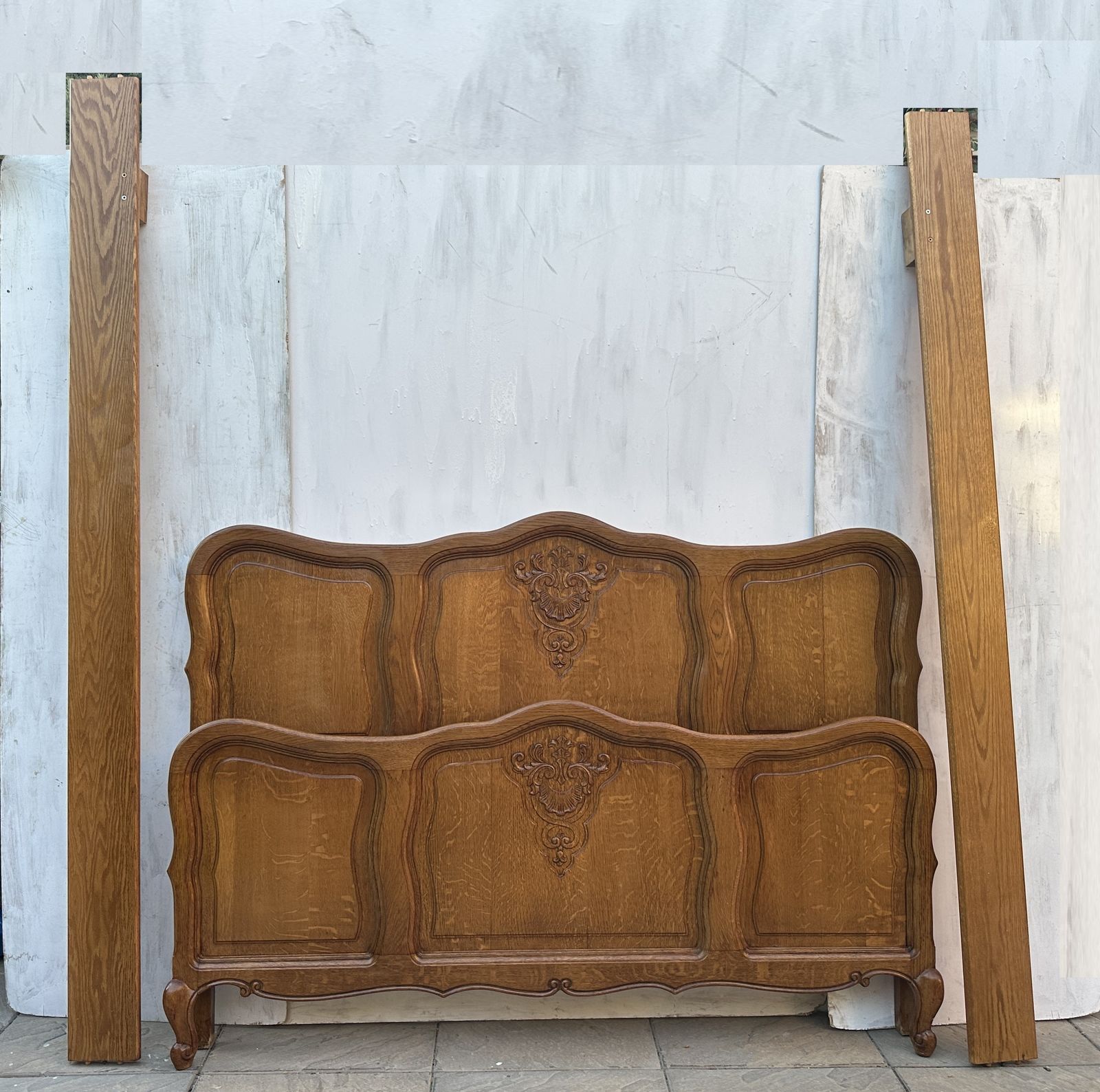 Beautiful French Louis XV Antique Style Oak Double Bed Frame – Great Condition