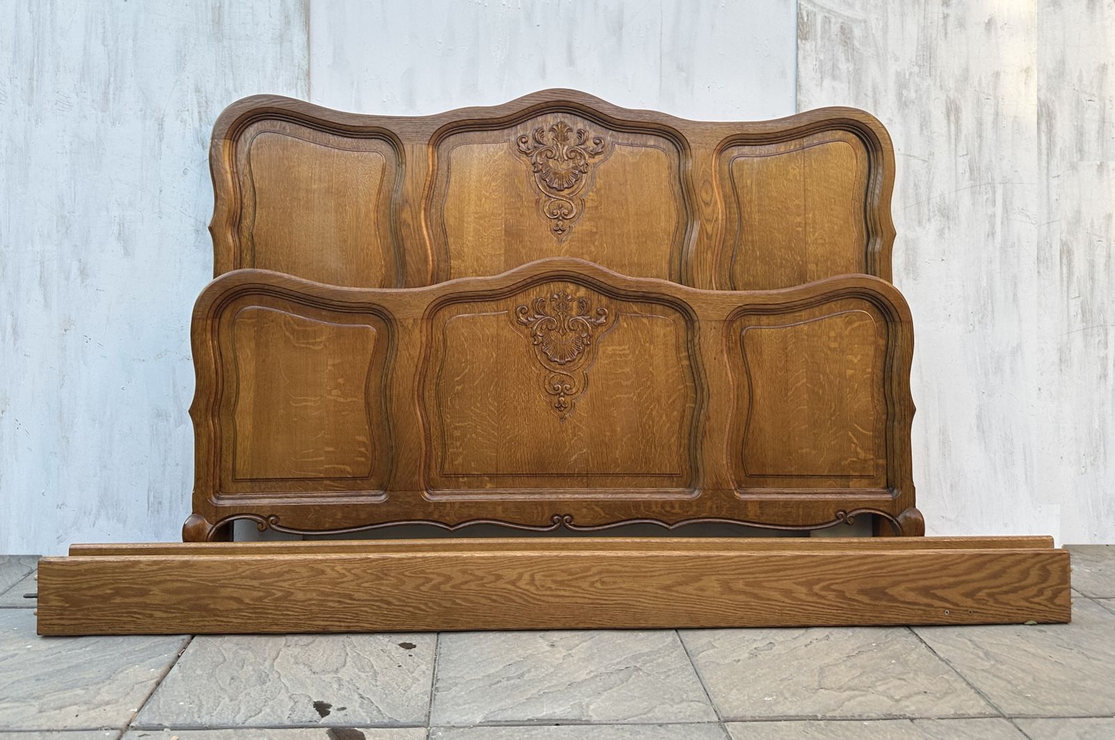 Beautiful French Louis XV Antique Style Oak Double Bed Frame – Great Condition photo Furniture