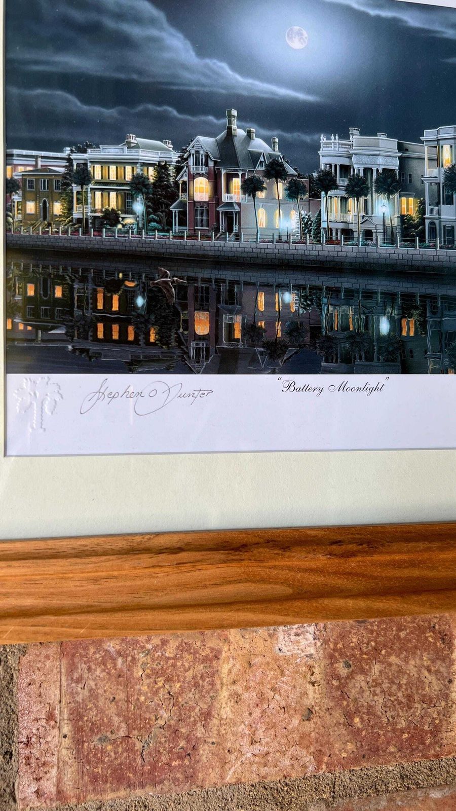 Signed Stephen O Gunter Rainbow Row And Battery Moonlight Charleston Picture Set photo buy
