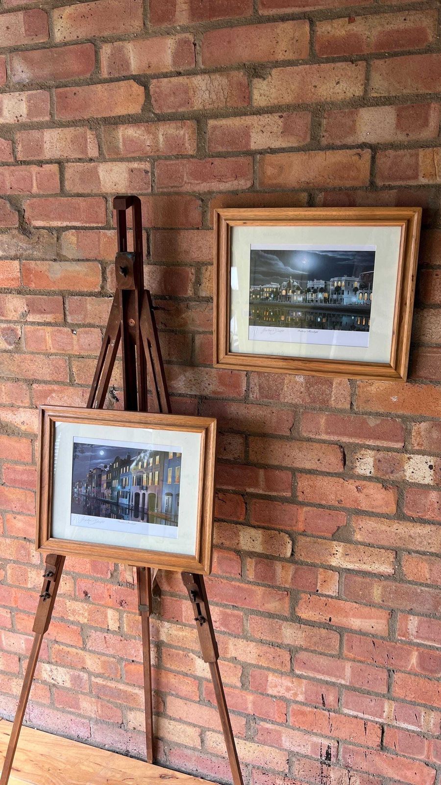 photo furniture Signed Stephen O Gunter Rainbow Row And Battery Moonlight Charleston Picture Set
