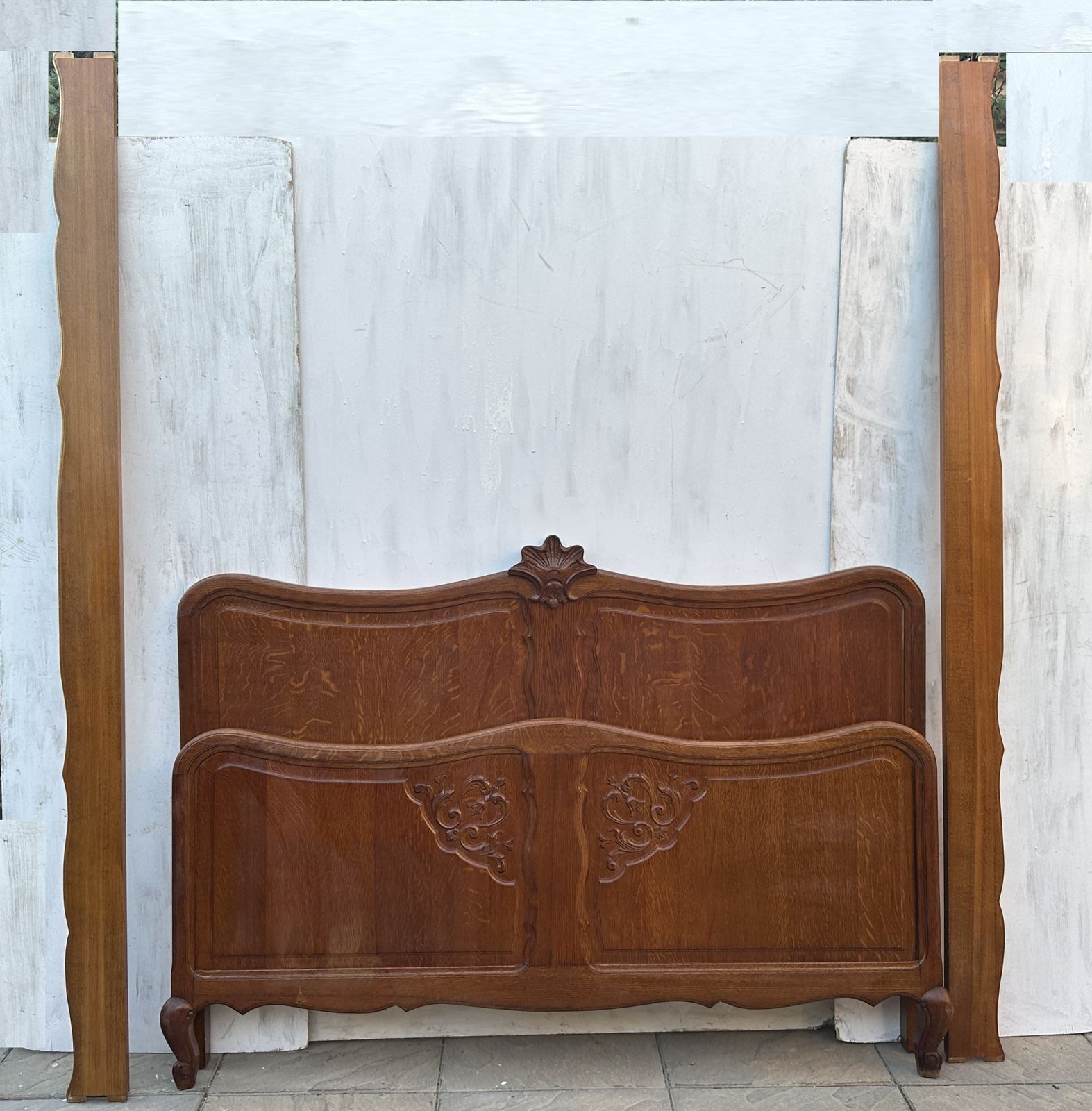 Attractive French Louis XV Antique Style Oak Double Bed Frame – Great Condition photo Furniture