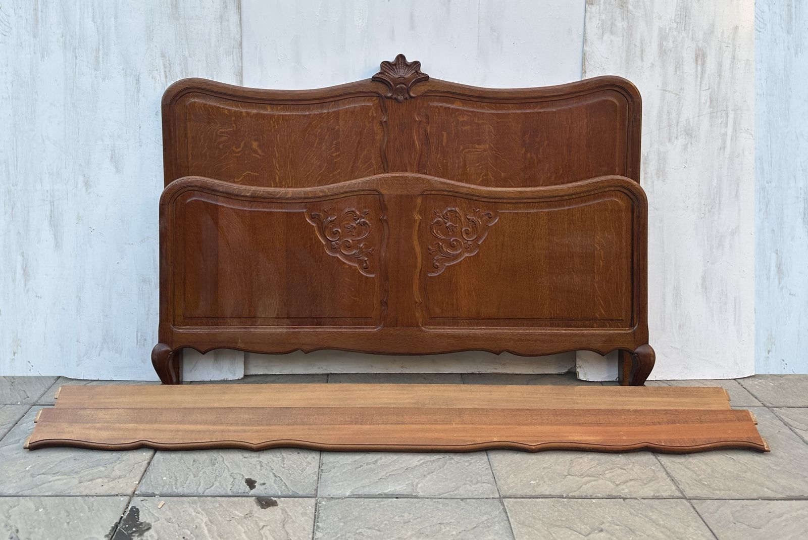 Attractive French Louis XV Antique Style Oak Double Bed Frame – Great Condition photo furniture
